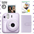 Instax mini 12 Lila Fotoğraf Makinesi-20'li Film ve Laporta Albüm Seti-FOTSI199-S3-20-LA