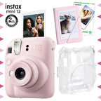 Instax mini 12 Pembe Fotoğraf Makinesi-10'lu Film-Mini Albüm ve Şeffaf Kılıf Seti
