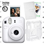 Instax mini 12 Beyaz Fotoğraf Makinesi-10'lu Film-Laporta Albüm ve Şeffaf Kılıf Seti