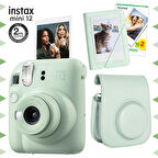 Instax mini 12 Yeşil Fotoğraf Makinesi-20'lu Film-Mini Albüm ve Deri Kılıf Seti-FOTSI197-S4-20-MA-DK