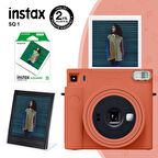 Instax SQ1 Terracotta Turuncu Fotoğraf Makinesi 10lu Kare Film ve Pleksi Çerçeve