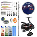 YekOutdoor Profesyonel Olta Seti Okuma Alaris Tele Surf 390 cm 100-200 gr Surf Kamışı&Okuma Ceymar C-6000A Dark Grey 7+1BB Olta Makinesi