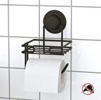 Vakumlu Tuvalet Kağıdı Askısı Yedekli 2 li Siyah