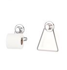 Hem Vakumlu Hem Vidalı Banyo Aksesuarı 2 li Set Üçgen Havluluk + Tuvalet Kağıtlığı