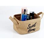 Dekoratif Yuvarlak Sweet Home Jüt Sepet Düzenleyici 24x17cm