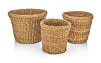 Dekoratif Yuvarlak Hasır Düzenleyici Sepet Saksılık 3 lü CL-12011