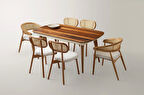 Ahşap Salon Yemek Masa Sandalye Takımı 6 Paris-Kuzey Sandalyeli Ortadan Açılır 90x170