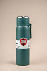 Paslanmaz Çelik Termos Su Şişesi 500ml Vakumlu Kapak Yeşil İthal Ürün