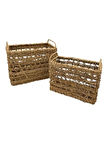 Dekoratif Hasır Gazetelik Dergilik Sepet 2li Set
