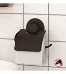 Vakumlu Tuvalet Kağıdı Askısı Kapaklı Siyah