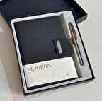 Mıknatıs Kapaklı Kalemli Ajanda Günlük Not Defteri Notebook Siyah