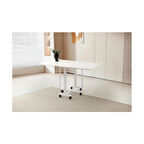 Katlanır Portatif Tekerlekli Mutfak ve Balkon Masası Beyaz SADECE MASA GÖNDERİLİR