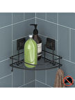 Easyfix Yapışkanlı Banyo Rafı Şampuanlık Kancalı Köşe Rafı Siyah