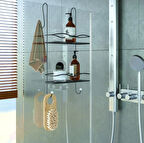 Duşakabin Banyo Rafı Şampuanlık 2 Katlı Askılı Siyah Geniş