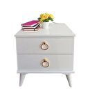 Komidin Çift Çekmeceli Beyaz Konik Ayaklı Kurulu