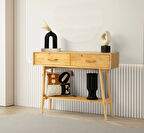 Ahşap Natural 2 Çekmeceli 1 Raflı Dresuar Naturel