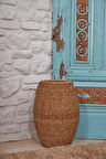 Dekoratif Yuvarlak Hasır Sepet Düzenleyici Saksı 23x52cm