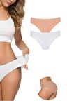 2 Adet Kadın Dikişsiz Lazer Kesim Esnek İz yapmayan Külot S3