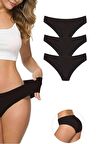 3 Adet Kadın Dikişsiz Lazer Kesim Esnek İz yapmayan Külot Siyah