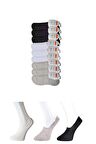 Siyah Gri ve Beyaz Erkek Babet Çorap 9 çift