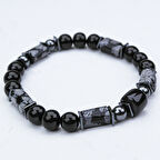 OPSİDYEN VE OLTU TAŞI LASTİKLİ BİLEKLİK