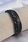 Siyah Burgu Model Deri Erkek Bileklik - TJ-EB3588