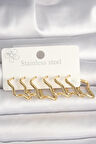 316L Çelik Gold Renk Yıldız Model Kadın Küpe Seti - TJ-BKP10352