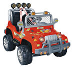 Kumandalı Çift Kişilik Mega Akülü Araba Kırmızı - 12 Volt İki Kişilik Akülü Araba Akülü JEEP - Mega Off Road Turbo Jeep