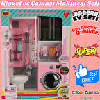 Tuvalet ve Çamaşır Makinesi Banyo Seti - Modern Banyo Seti - Minyatür Ev Oyuncak Seti - Banyo Oyuncak Seti - Klozet, Tuvalet, Çamaşır Makinesi Oyuncak