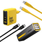 Aohi Youth 140W 3 Portlu Şarj Adaptörü,27.600 mAh 240W PD3.1 Powerbank, 140W 1m PD 3.1 480Mbps Süper Hızlı Şarj/Data Kablosu Seti