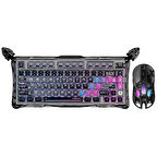 GravaStar Mercury K1 Pro+X Kablosuz RGB Işıklı Mekanik Q Gaming Klavye ve Optik Mouse Seti, Siyah
