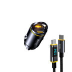 Aohi Superauto 2 Portlu PD 45W Araç İçi Şarjı, 140W LED Ekranlı Naylon Örgülü Süper Hızlı Şarj Kablosu