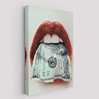 Ağzın da Dolar Olan Kadın Duvar Tablosu-6260