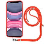 Apple iPhone 15 6.1'' İp Askılı Silikon Kılıf Kırmızı