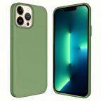 Apple iPhone 15 Pro 6.1'' İçi Kadife Silikon Kılıf Yeşil