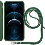 Apple iPhone 15 Plus 6.7'' İp Askılı Silikon Kılıf Haki