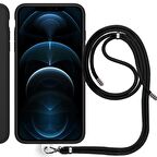 Apple iPhone 15 Pro 6.1'' İp Askılı Silikon Kılıf Siyah