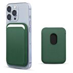 Apple iPhone 15 Pro 6.1'' Deri Cüzdan MagSafe Yeşil