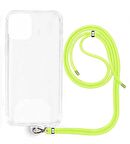 Apple iPhone 15 Pro İp Askılı Şeffaf Silikon Kılıf NeonSarı