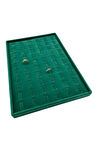 Yerli Üretim Süet Kumaş Yeşil 34/24 Cm Dikine Tırnaklı Çekmece Içi Yüzük Tablası
