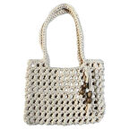 Uretti - Emine 9106 El Örgüsü Ahşap Boncuk Detaylı Penye Kumaş Omuz Çantası - 27 x 21