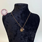 Uretti - Mehtap 4435 - El Yapımı 925 Ayar Plaka Model Ametist Taşlı Gümüş Tasarım Kolye - Rose