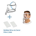 ResMed Quattro Air Tam Yüz CPAP Maskesi (Medium Boy) +ResMed S9 ve Air Serisi Filtre 2’li Paket