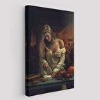 Peynir Kesen Güzel Kadın Dekoratif Duvar Tablosu-6299