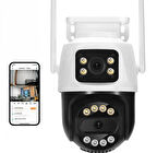 Icsee 8MP Çift Lens Kamera  Su Geçirmez Güvenlik Kamera Gece Görüş İnsan İzleme Güvenlik Kamerası