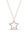 Yıldız Zirkon Taşlı 925 Ayar Gümüş Kadın Rose Renk Kolye