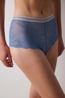 Lace Dantelli Boyshort Koyu Mavi Hipster Külot