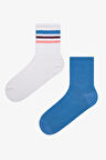 Multistripe 2li Mavi Beyaz Tenis Soket Çorap