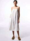 Penti Düz Yaka Beyaz Diz Altı Kadın Elbise PLXQGTGX25IY