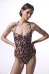 Clove Leopar Desenli Tokalı Straplez Mayo